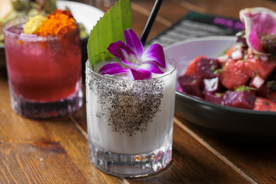 Ten Tigers cocktail with flower