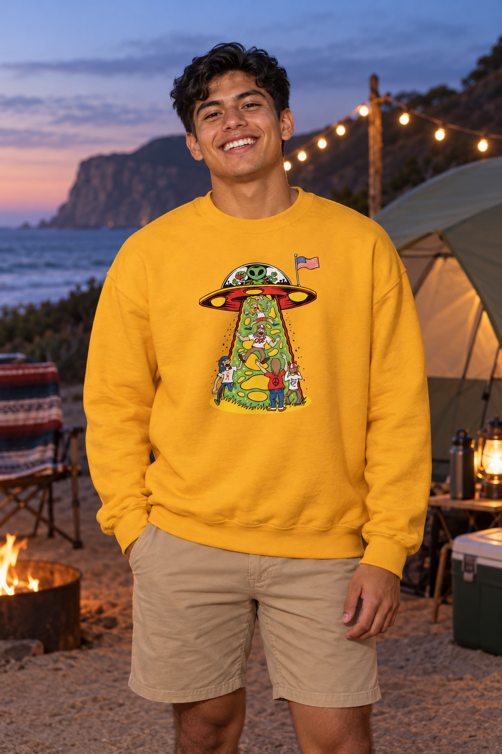 Cajé Abduction Crewneck Sweatshirt - Gold