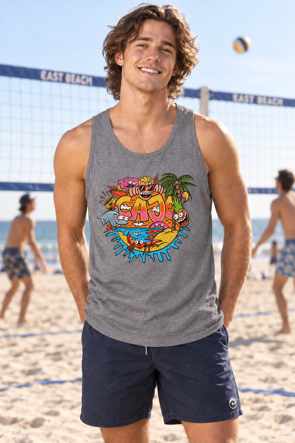 Cajé Beach Logo Tank Top - Athletic Heather