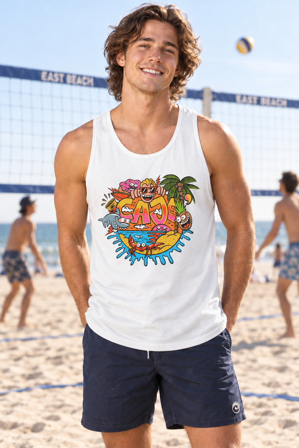 Cajé Beach Logo Tank Top - White