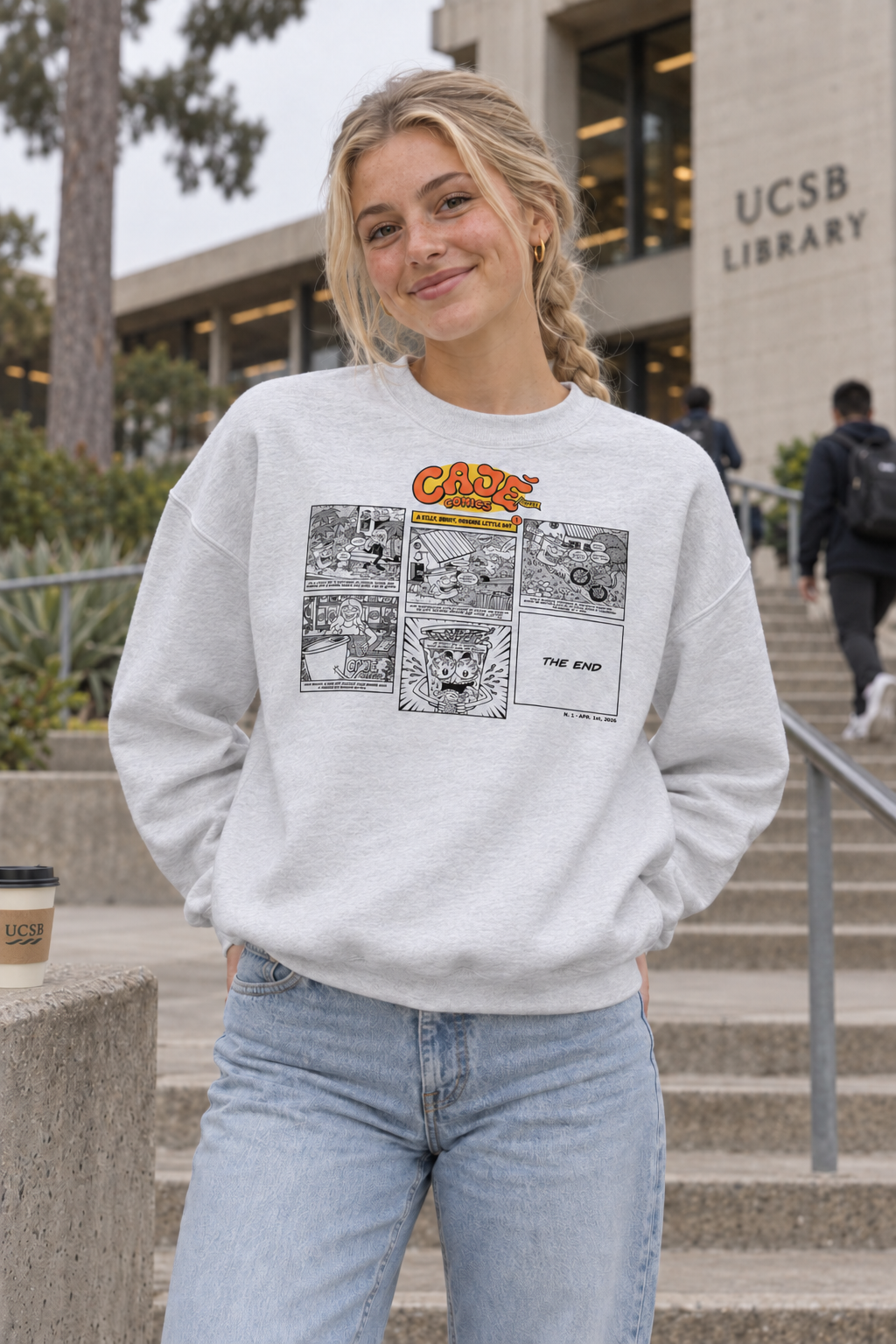 Cajé Comics #1 Crewneck Sweatshirt - Ash