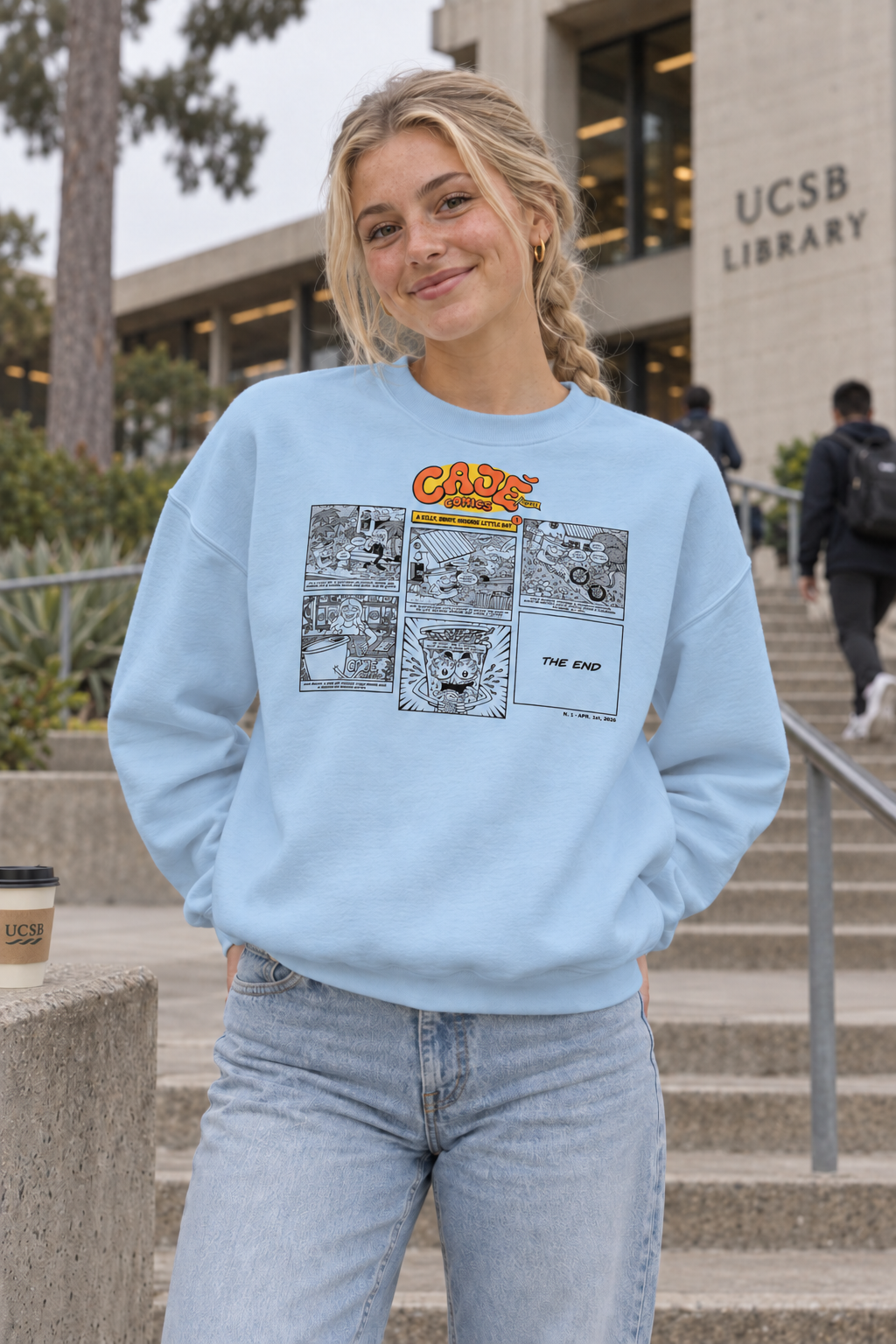 Cajé Comics #1 Crewneck Sweatshirt - Light Blue