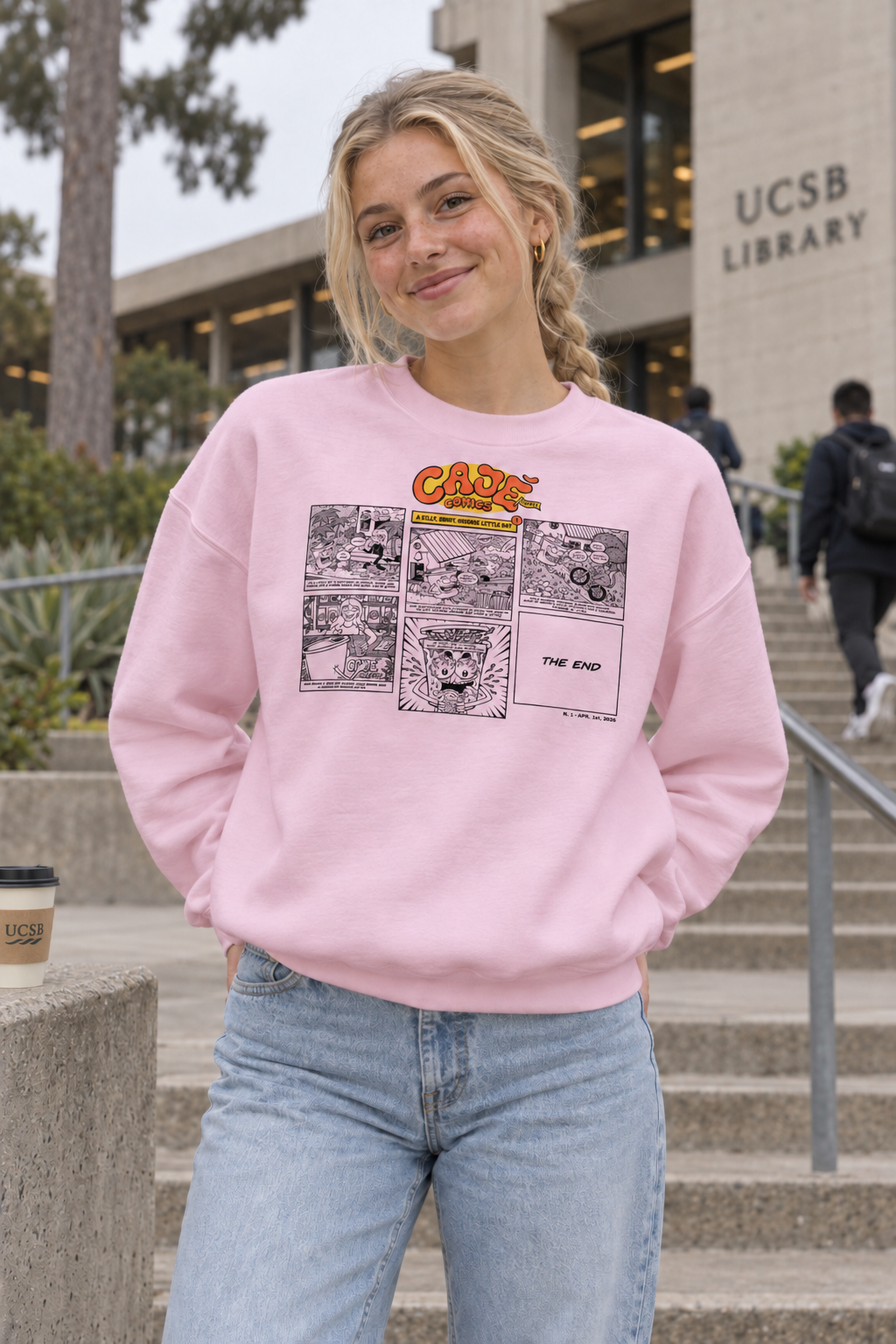 Cajé Comics #1 Crewneck Sweatshirt - Light Pink