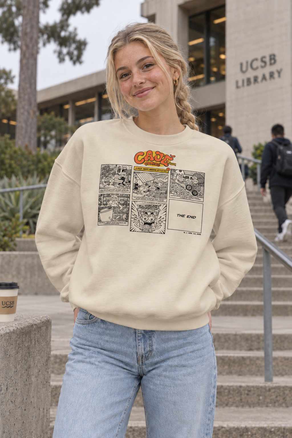 Cajé Comics #1 Crewneck Sweatshirt - Sand