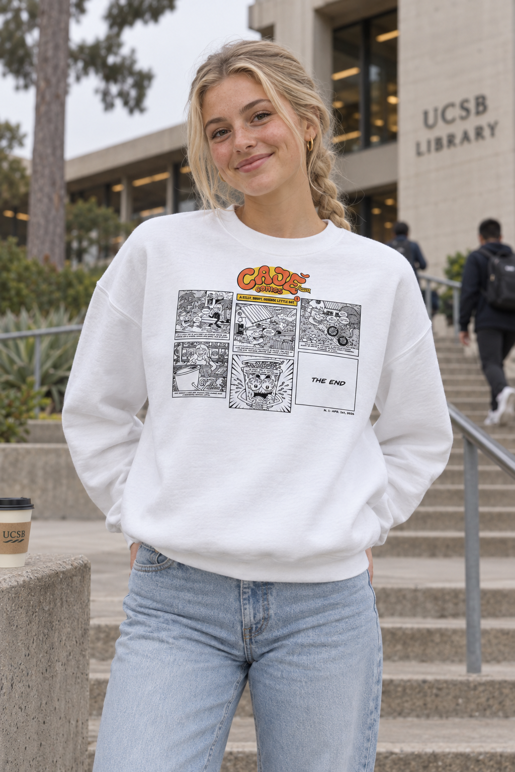 Cajé Comics #1 Crewneck Sweatshirt - White