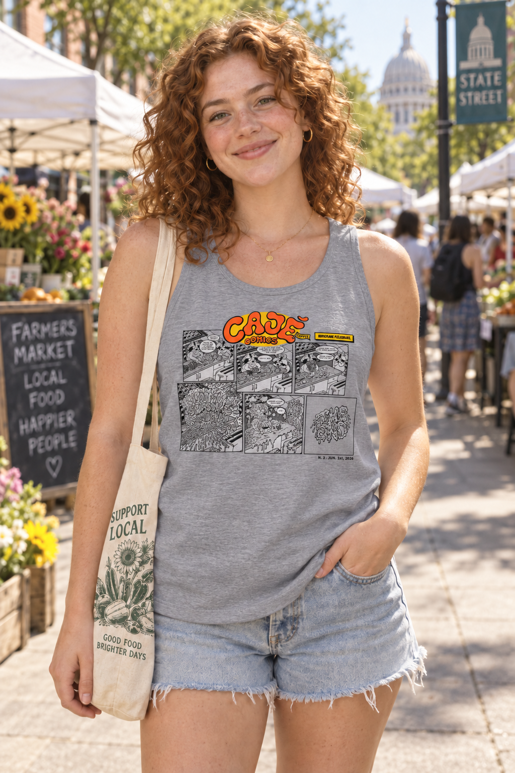 Cajé Comics #3 Tank Top - Athletic Heather