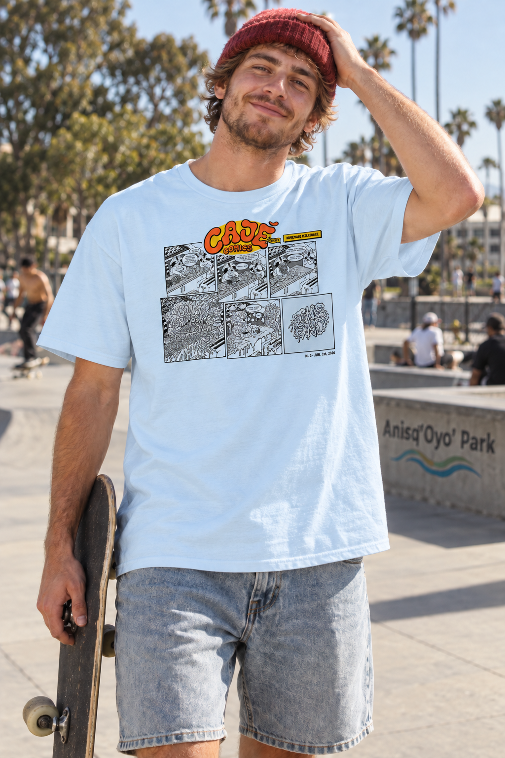 Cajé Comics #3 T-Shirt - Light Blue