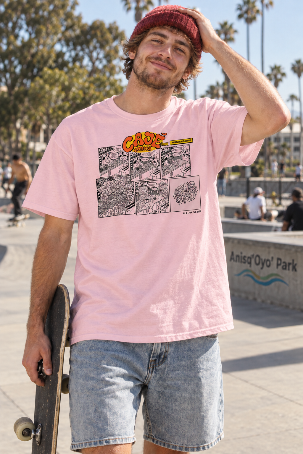 Cajé Comics #3 T-Shirt - Light Pink