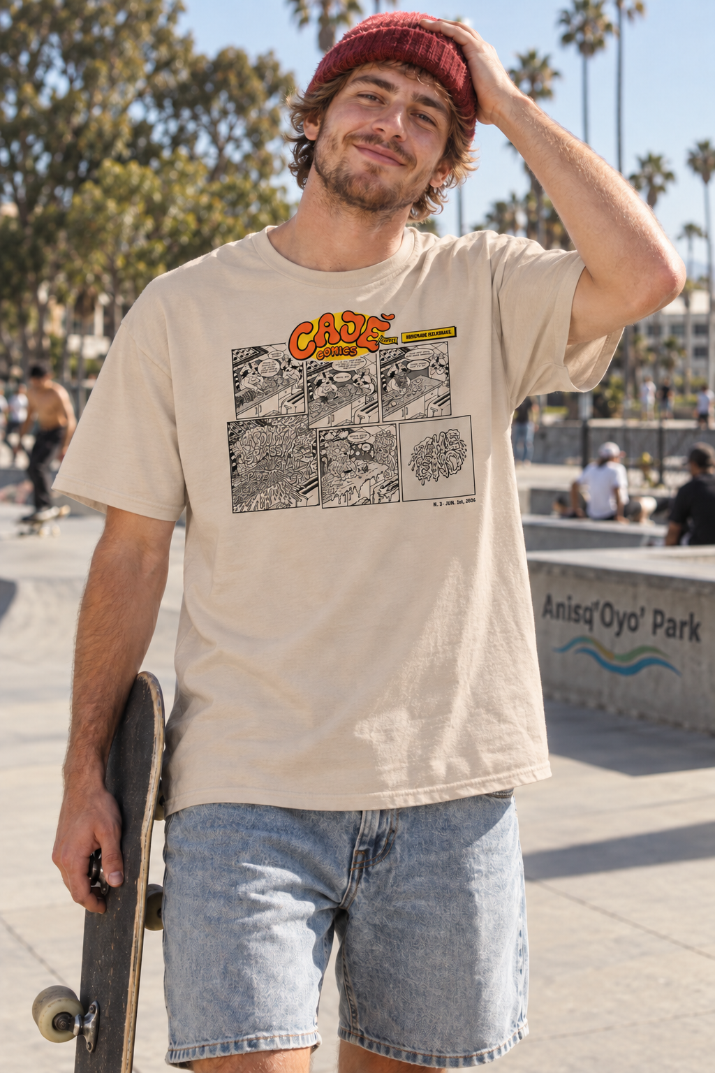 Cajé Comics #3 T-Shirt - Sand