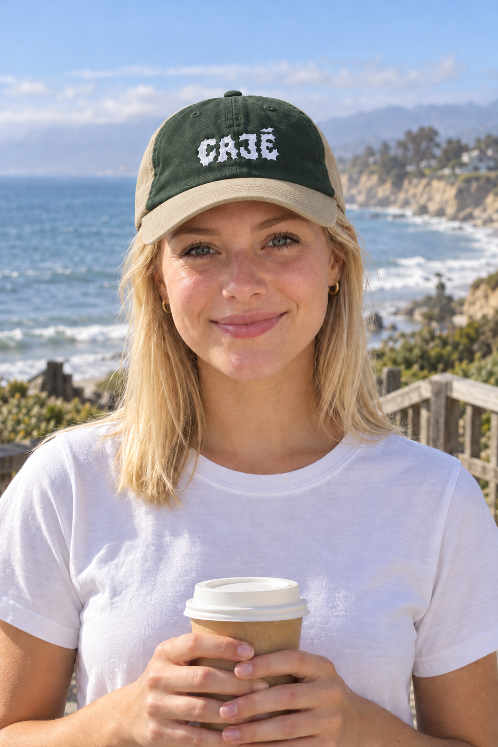 Cajé Dad Hat - Dark Green/Khaki - on a model
