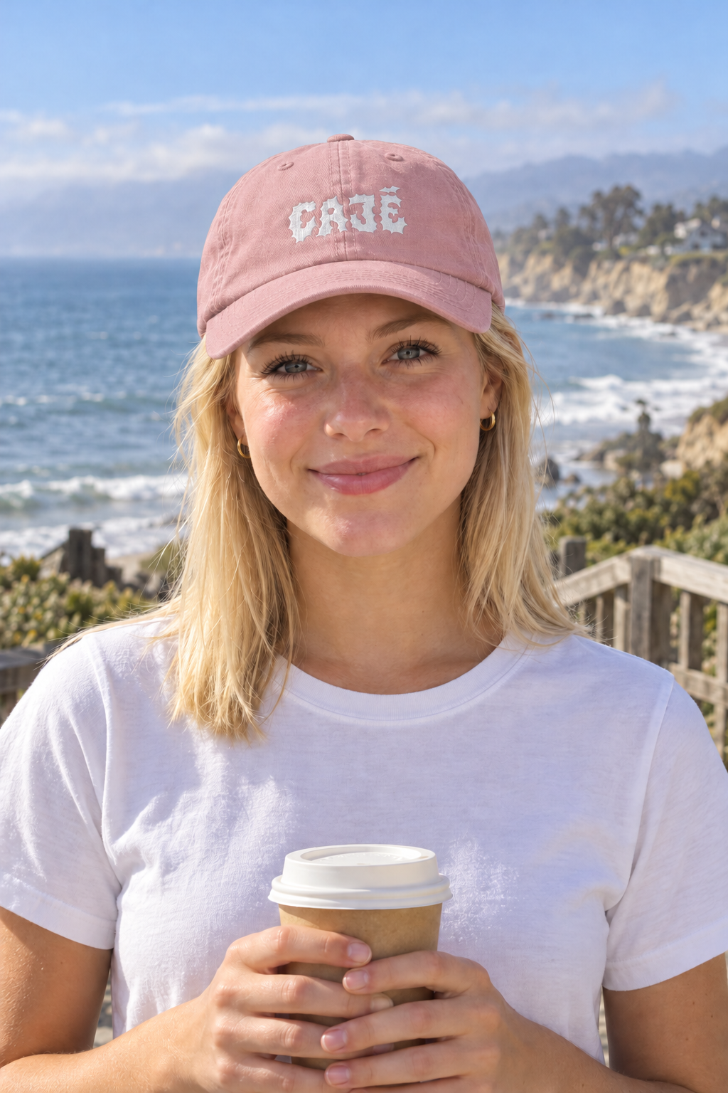 Cajé Dad Hat - Dusty Rose - on a model