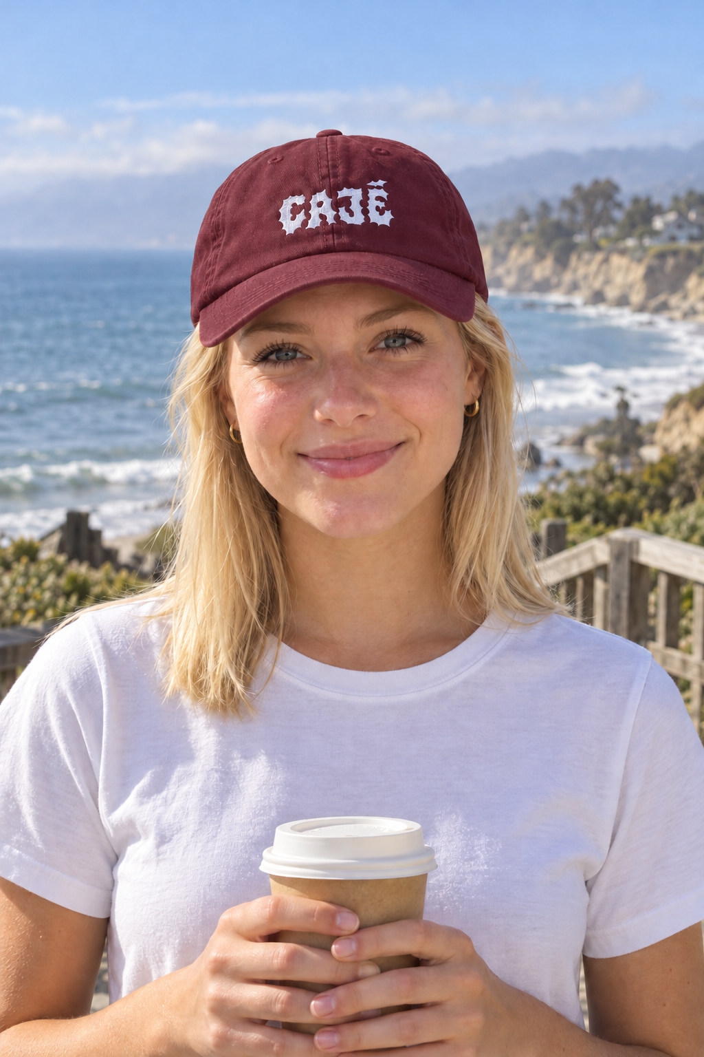 Cajé Dad Hat - Maroon - on a model