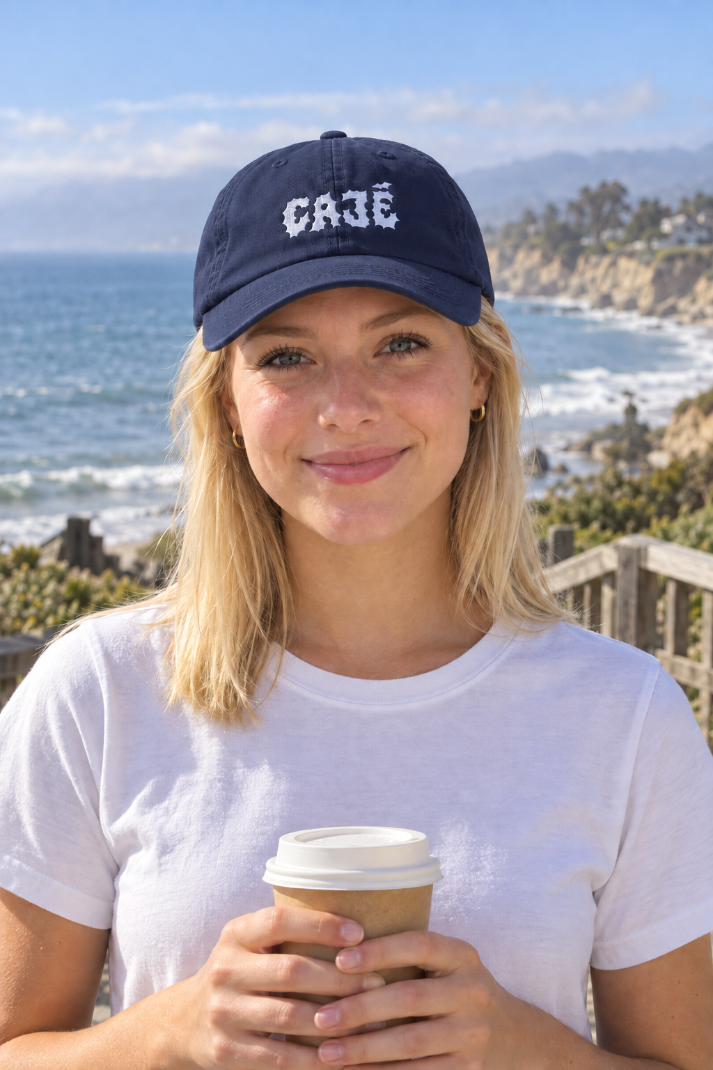 Cajé Dad Hat - Navy - on a model