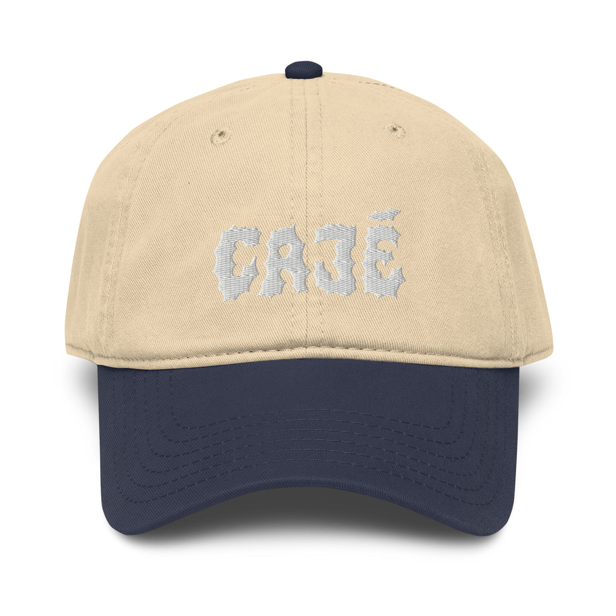 Cajé Dad Hat - Navy/Khaki (front)