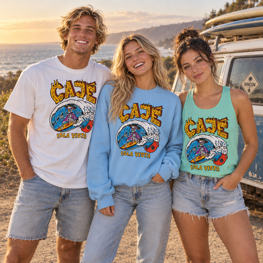 Coffee Cup Surfer - Group (T-Shirt, Crewneck Sweatshirt and Tank Top)