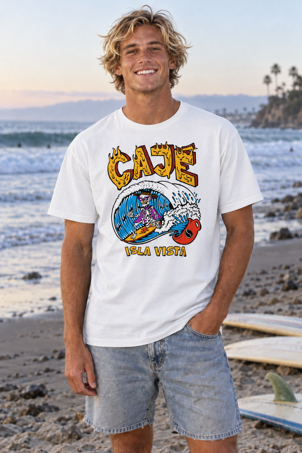 Coffee Cup Surfer T-Shirt - White
