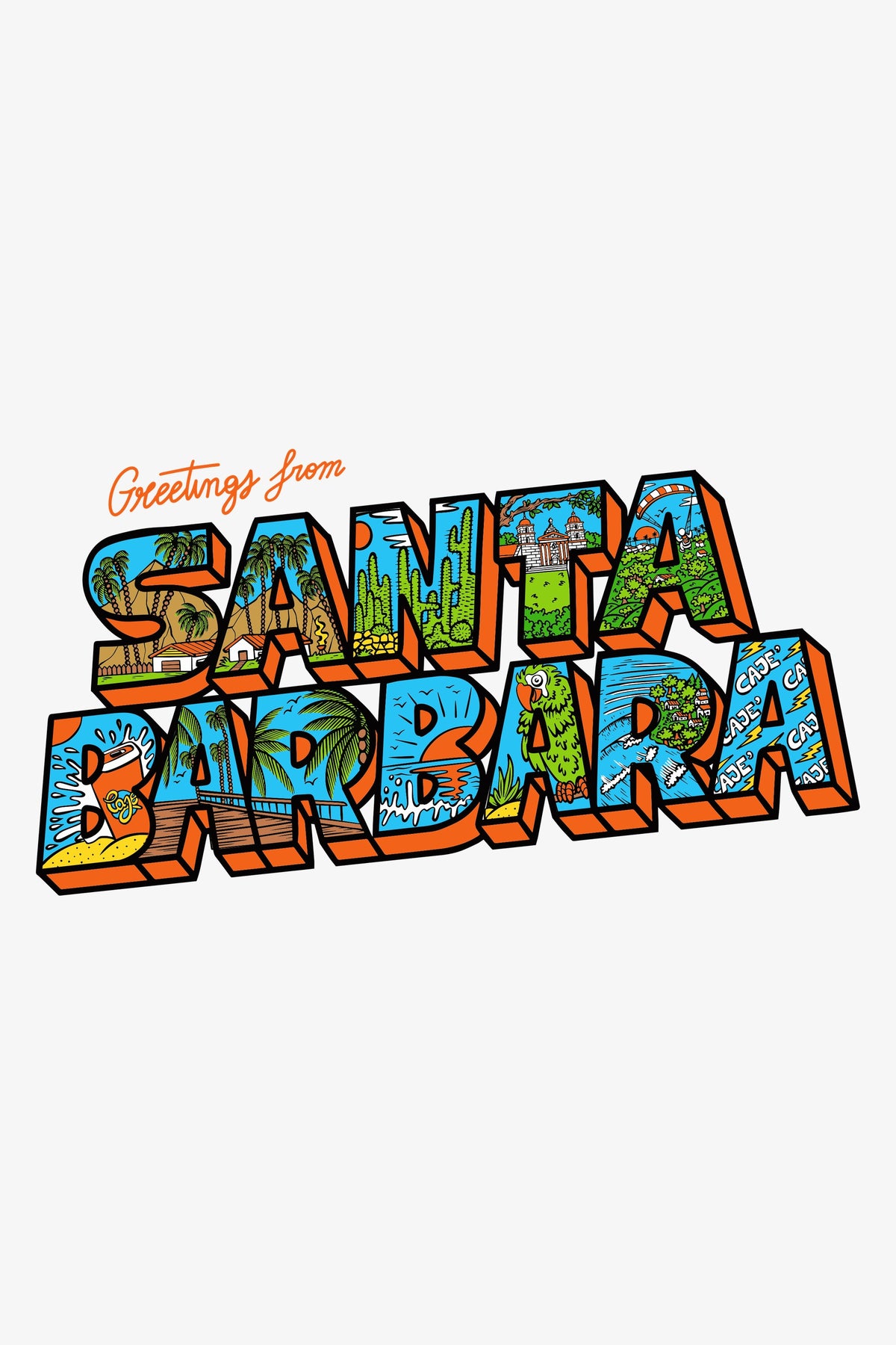 Greetings from Santa Barbara - Graphic close-up (light)