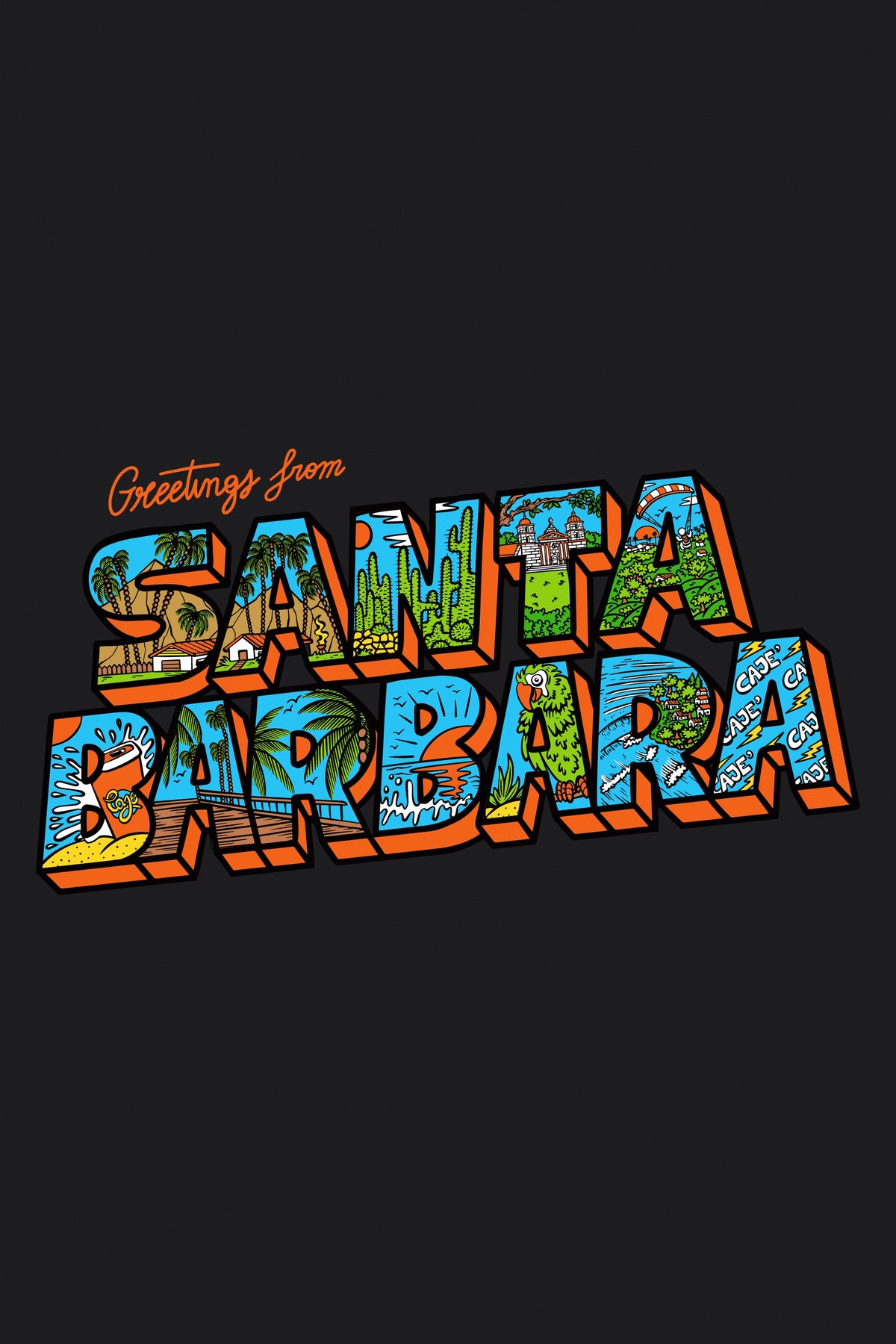 Greetings from Santa Barbara - Graphic close-up