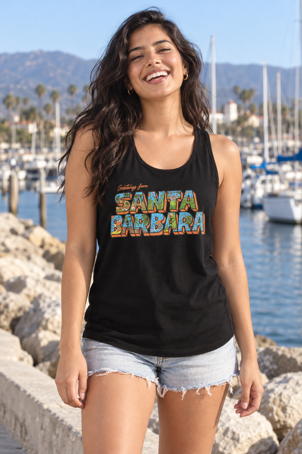 Greetings from Santa Barbara Tank Top - Black