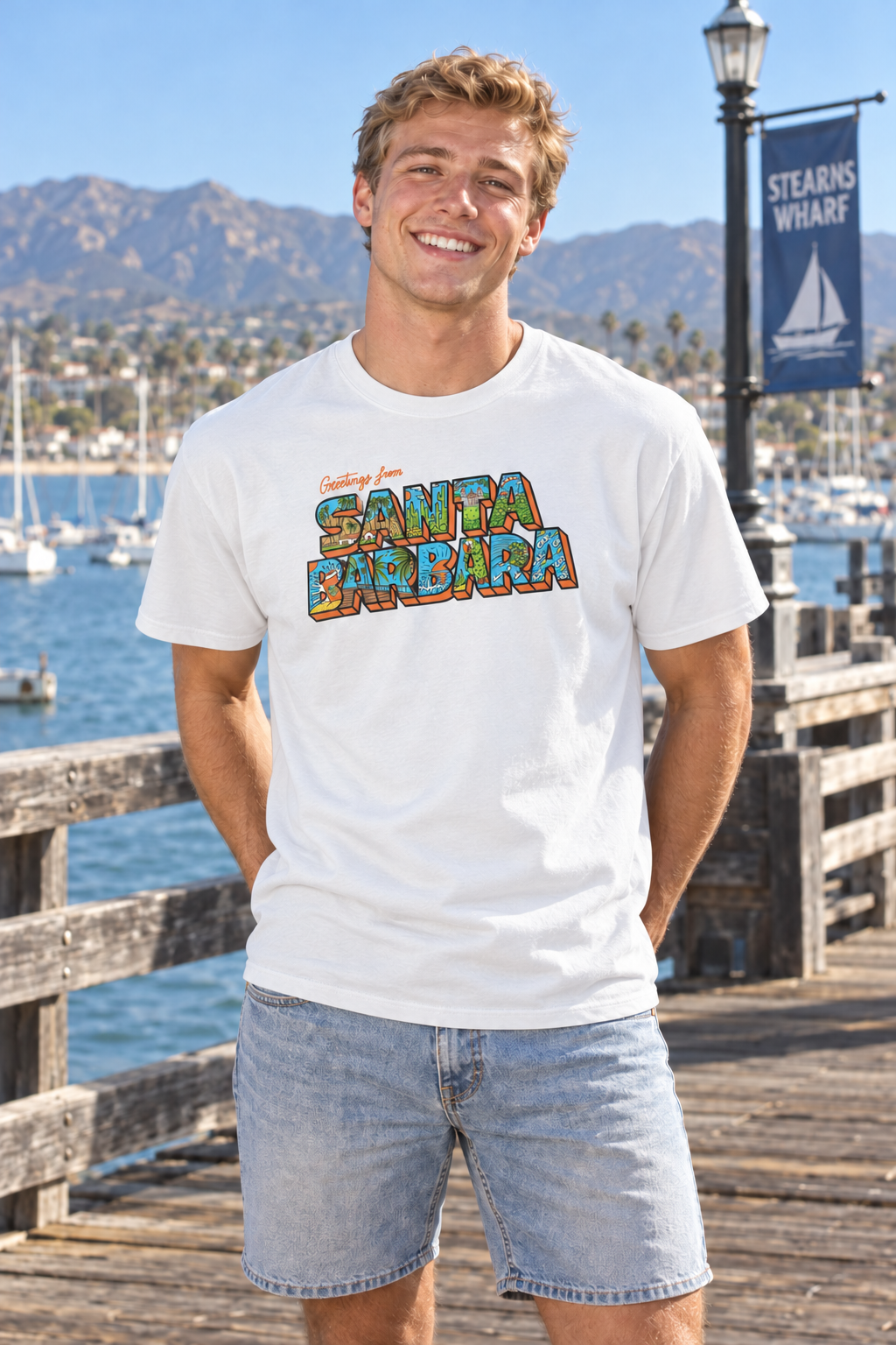 Greetings from Santa Barbara T-Shirt - White
