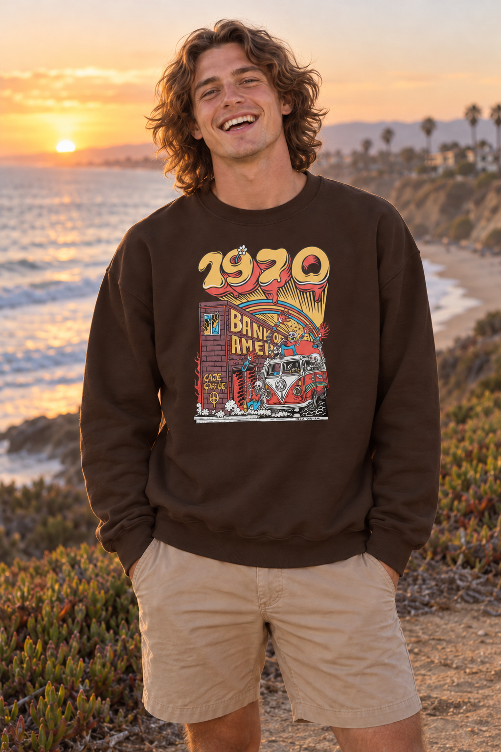 Isla Vista Riots 1970 Crewneck Sweatshirt - Dark Chocolate