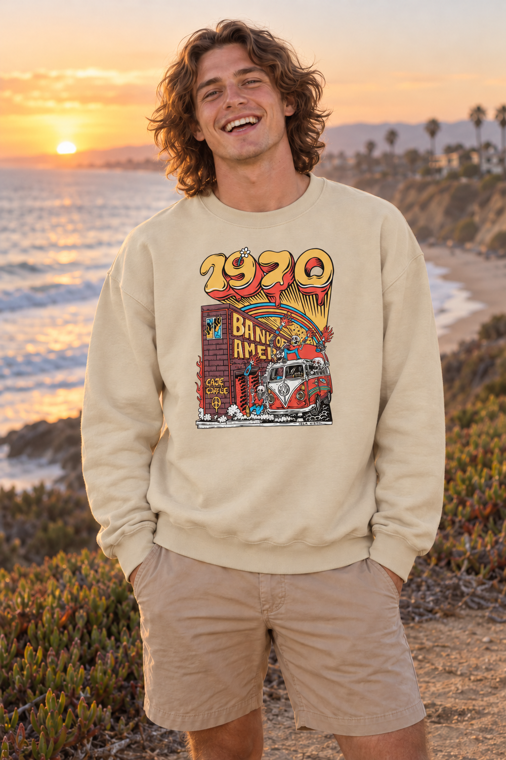 Isla Vista Riots 1970 Crewneck Sweatshirt - Sand