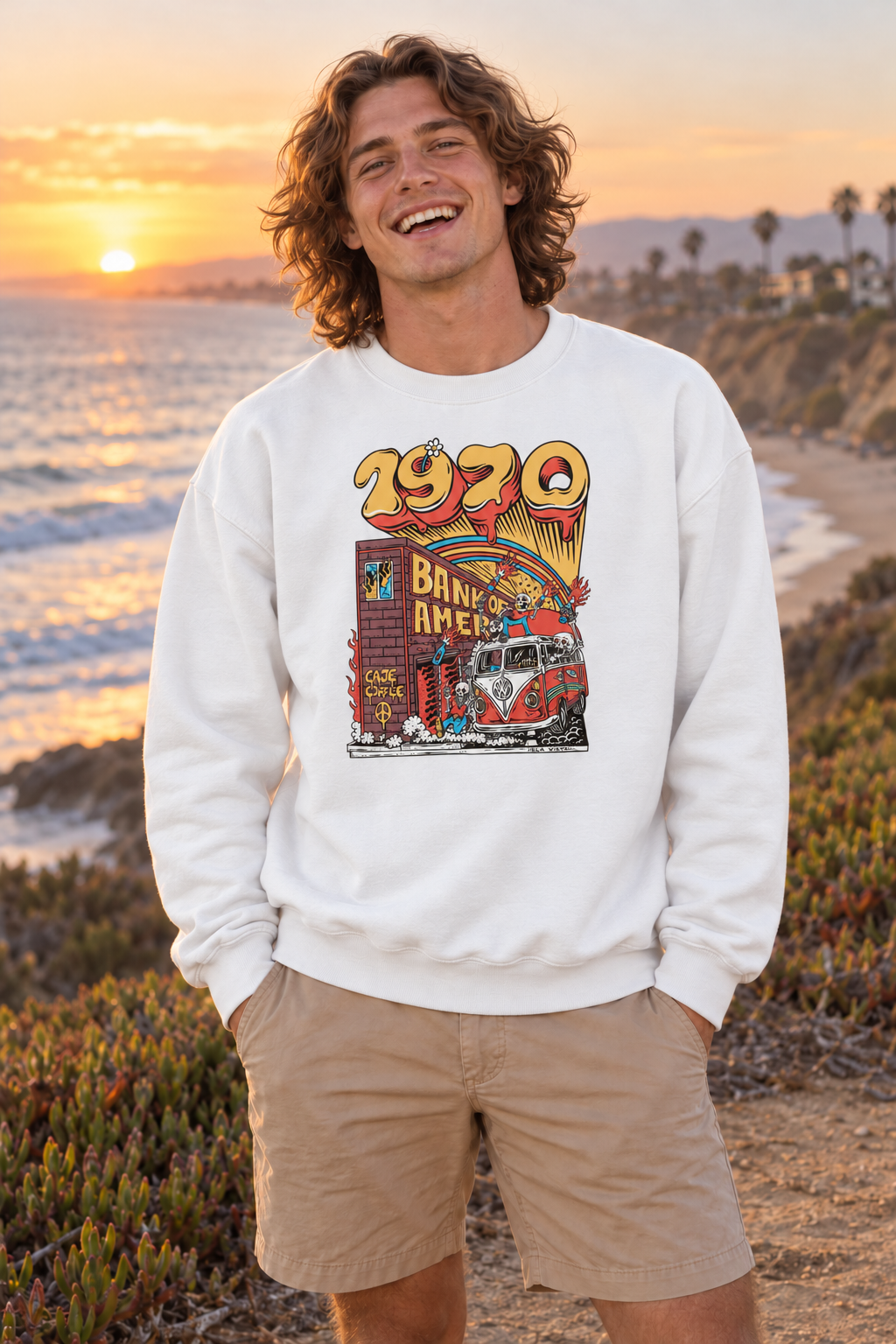 Isla Vista Riots 1970 Crewneck Sweatshirt - White