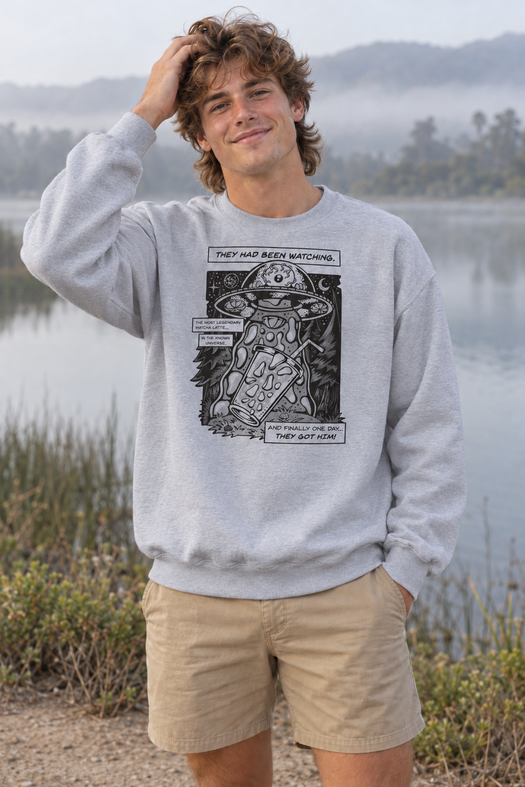 Matcha Abduction Crewneck Sweatshirt - Sport Grey