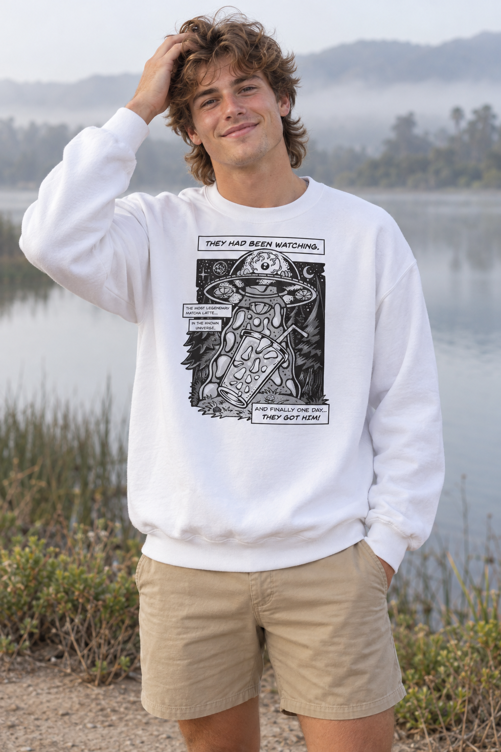 Matcha Abduction Crewneck Sweatshirt - White