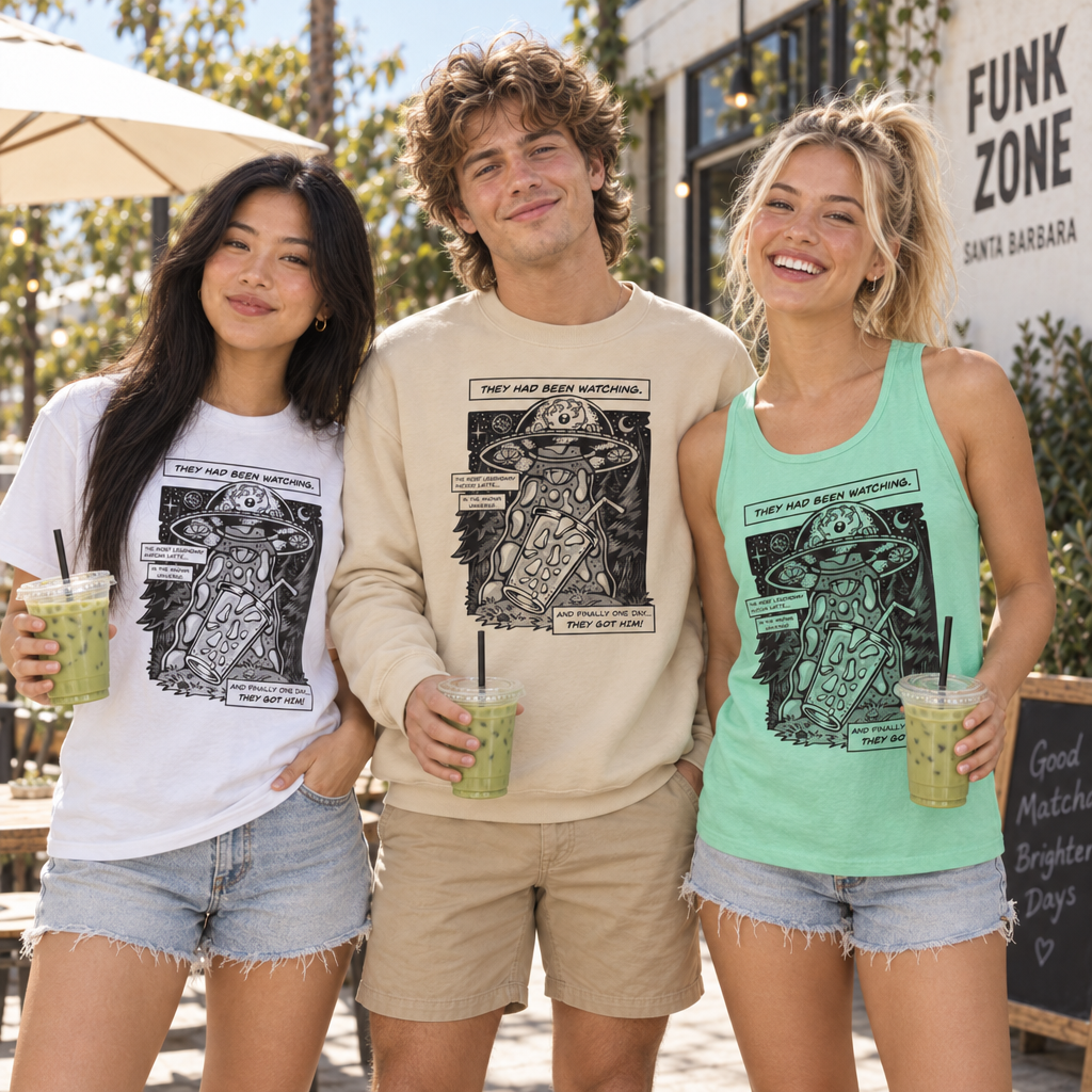 Matcha Abduction - Group (T-Shirt, Crewneck Sweatshirt and Tank Top)