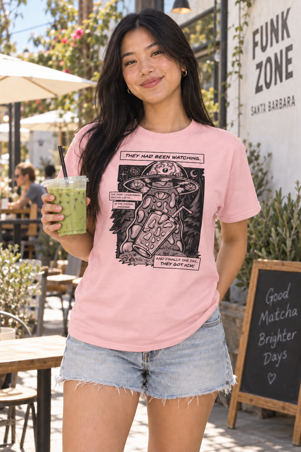 Matcha Abduction T-Shirt - Light Pink