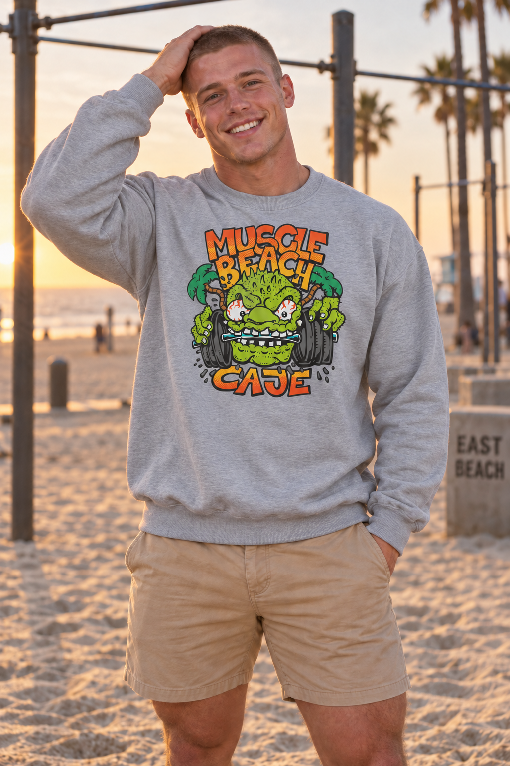 Muscle Beach Crewneck Sweatshirt - Sport Grey