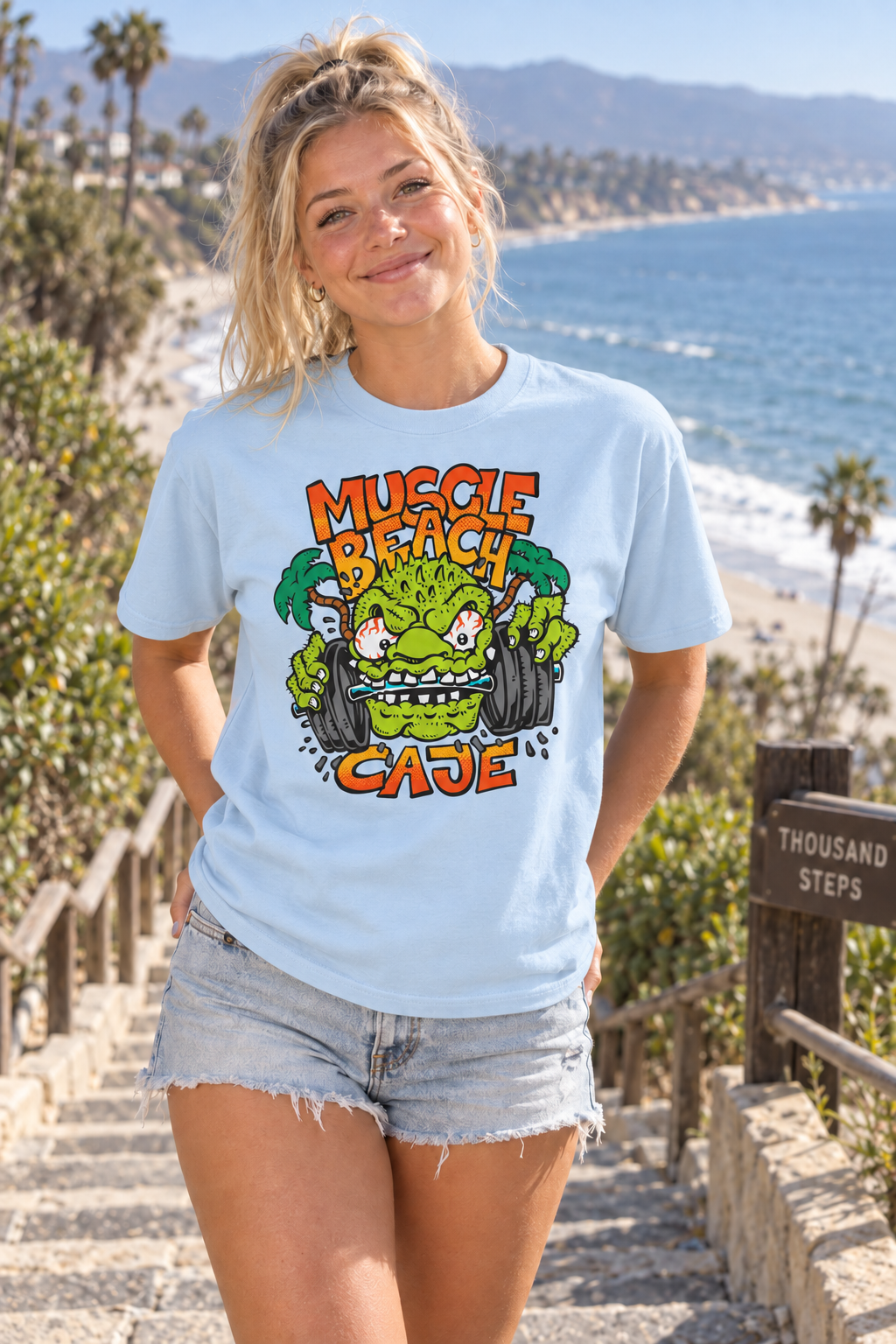 Muscle Beach T-Shirt - Light Blue