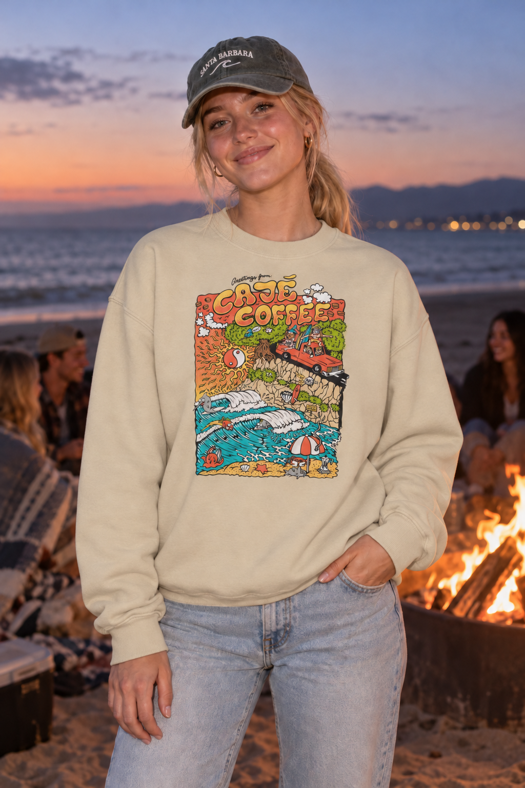 Santa Barbara Beach Crewneck Sweatshirt - Sand