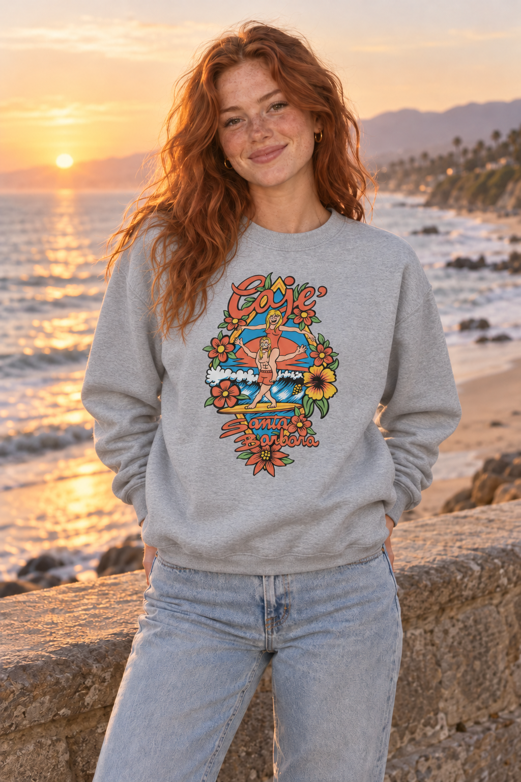 Santa Barbara Longboarding Crewneck Sweatshirt - Sport Grey