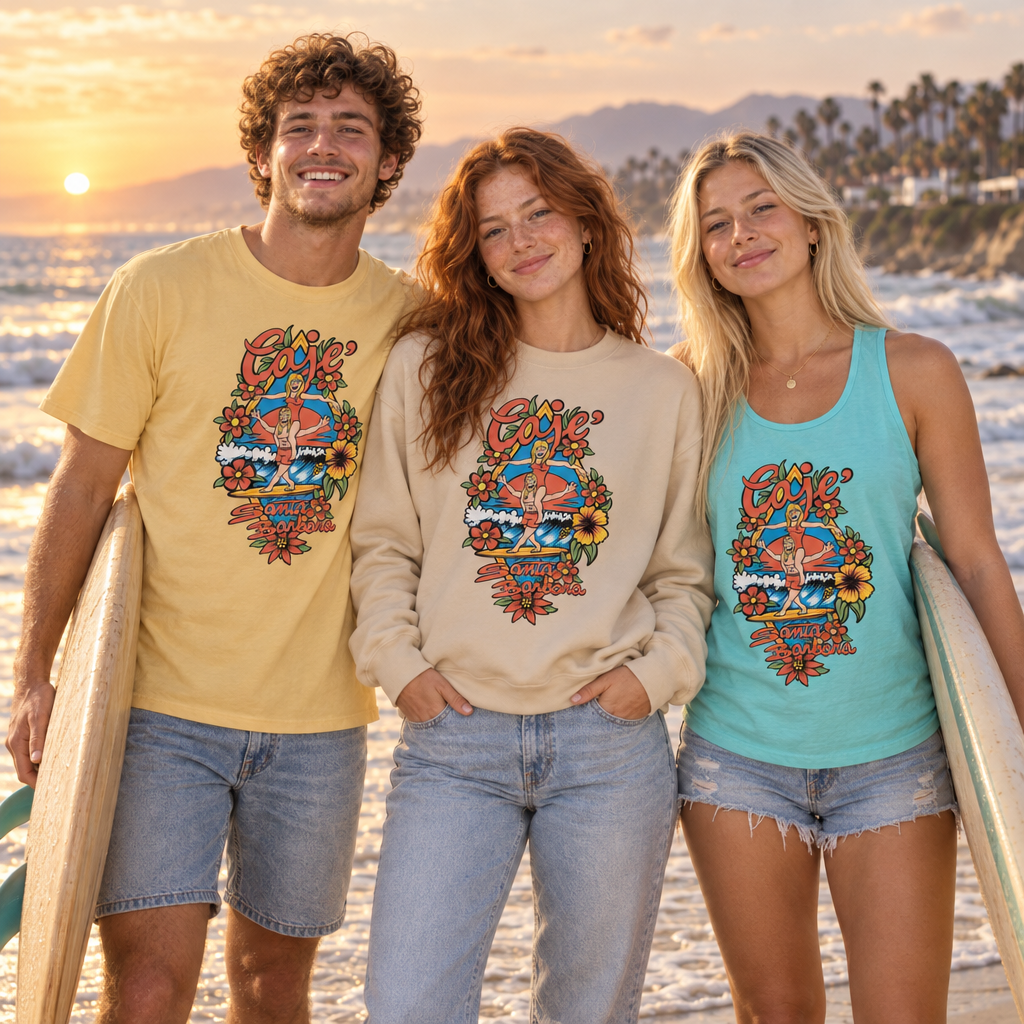 Santa Barbara Longboarding - Group (T-Shirt, Crewneck Sweatshirt and Tank Top)