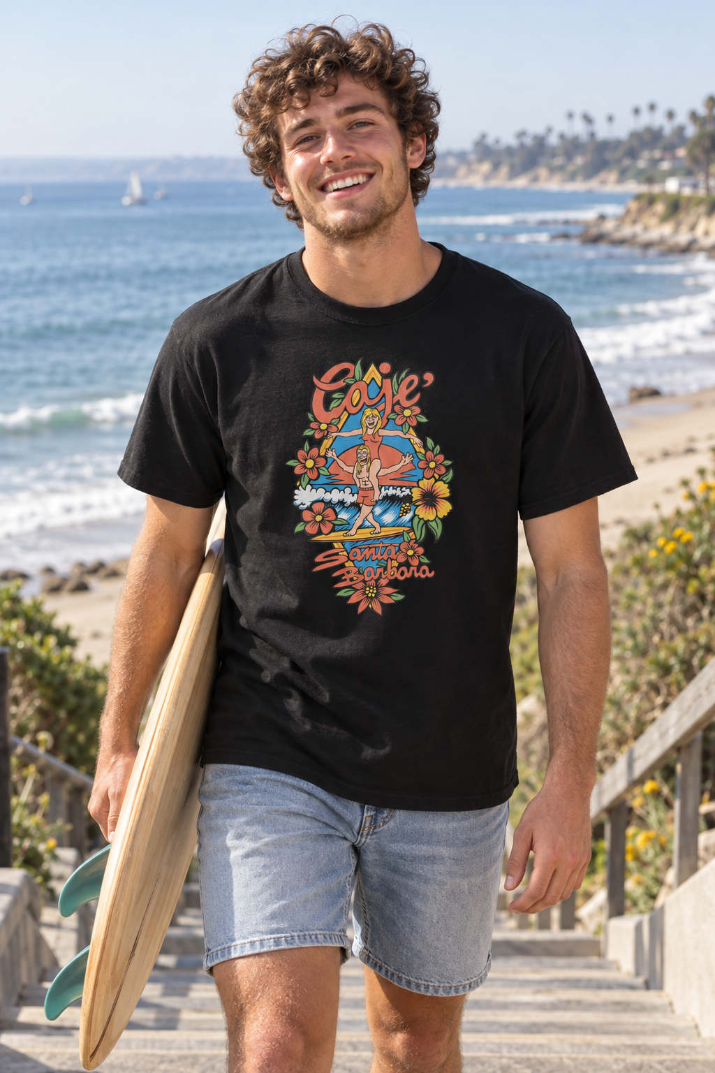 Santa Barbara Longboarding T-Shirt - Black