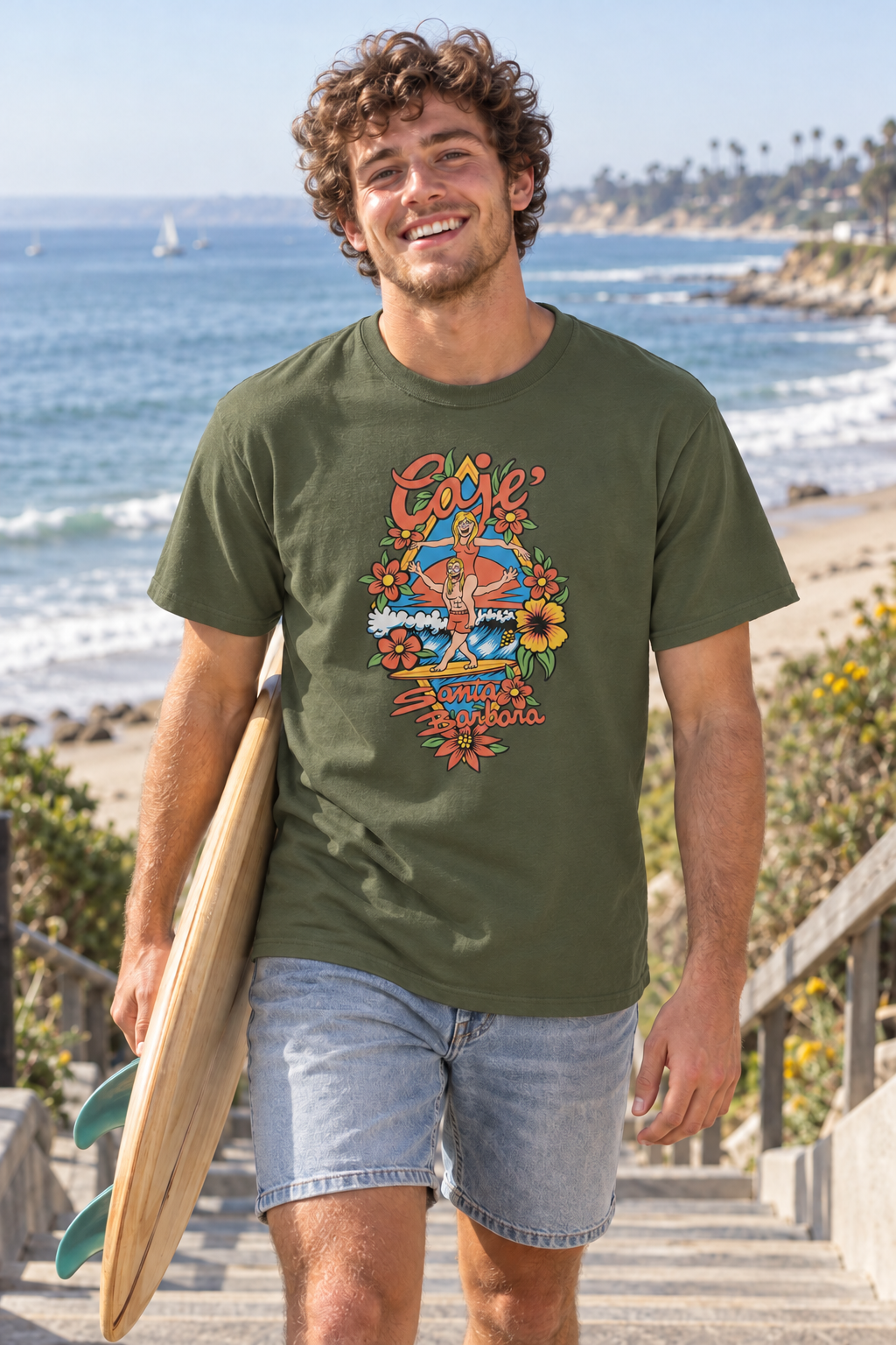 Santa Barbara Longboarding T-Shirt - Military Green