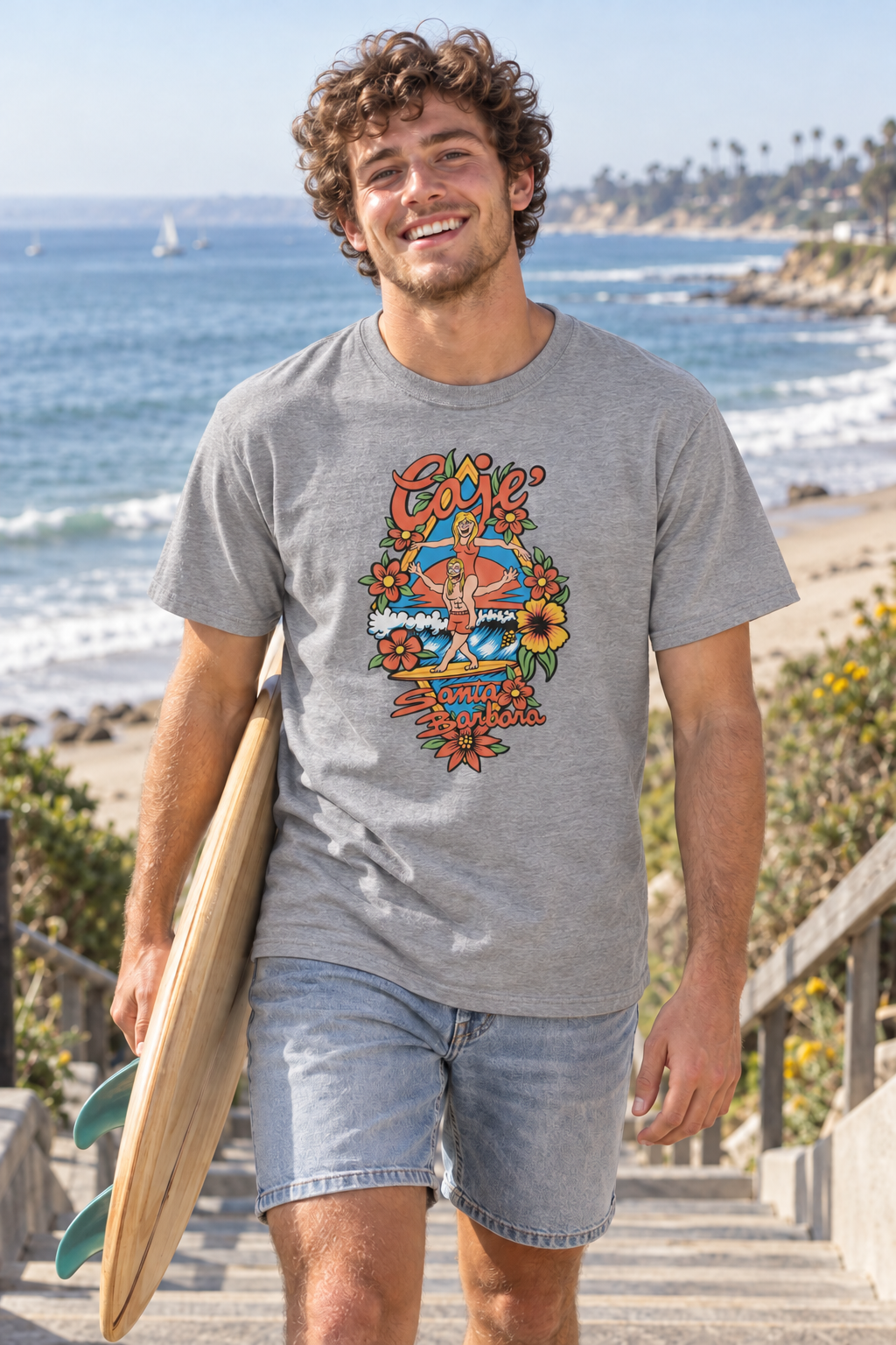 Santa Barbara Longboarding T-Shirt - Sport Grey