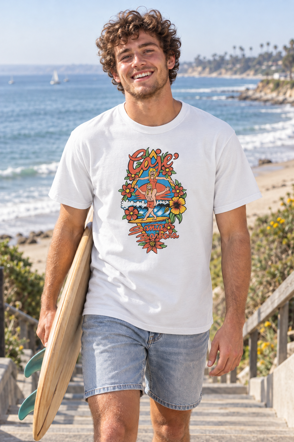 Santa Barbara Longboarding T-Shirt - White