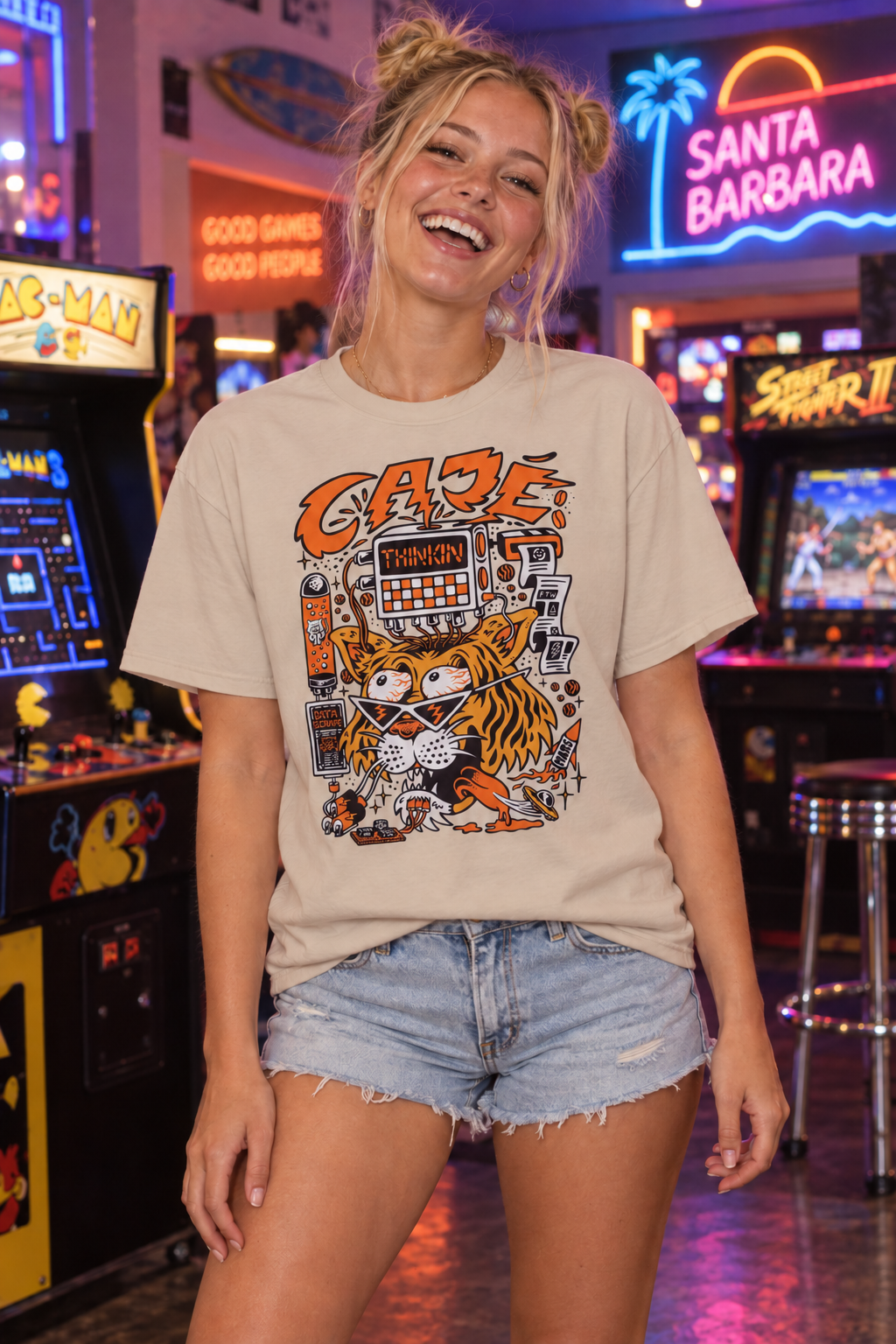 Thinkin' Tiger T-Shirt - Sand