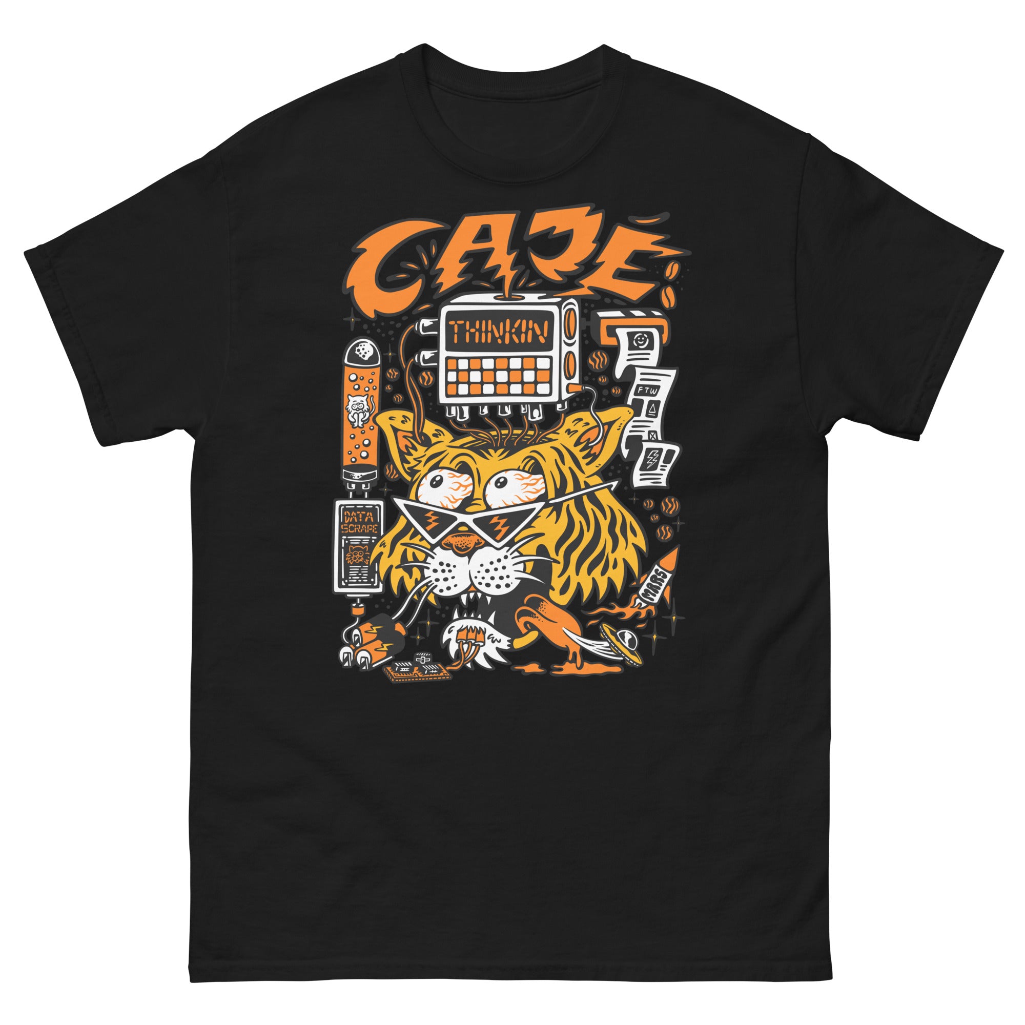 Thinkin' Tiger tee — detail view